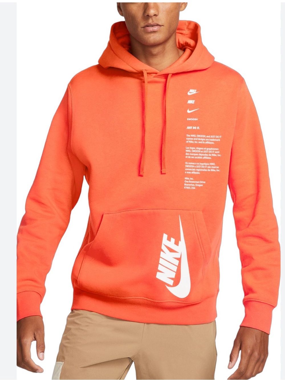 Nike Men’s Club + Shoebkx  Hoodie in Bright Orange with White Logos